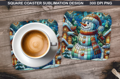 Snowman Coaster Sublimation, Christmas Coaster PNG Design Product Image 1