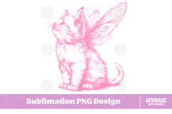 Vintage Funny Sarcastic Coquette Cat with Fairy Wings PNG Product Image 1