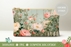 Pink Roses Cosmetic Bag PNG, Butterfly Cosmetic Bag Design Product Image 1