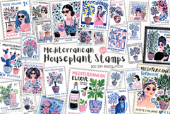 Mediterranean Houseplant Postage Stamp Clipart Product Image 1