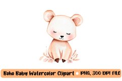 Boho baby watercolor clipart, nursery animal clipart Product Image 1