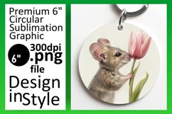 Sweet Mouse and Flowers Round Design PNG Product Image 1
