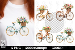 Vintage Bicycle with Flower Basket Clipart Product Image 1