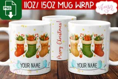 Christmas mug wrap PNG, Stocking stuffer mug PNG Product Image 1