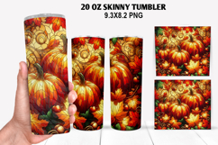 Pumpkins Skinny Tumbler 20oz Wrap Design, Halloween Tumbler Product Image 1