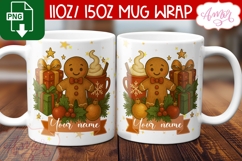 Custom Christmas mug wrap PNG, Gingerbread man mug template Product Image 1