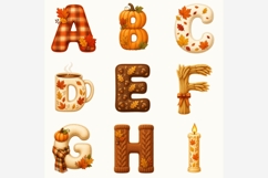 Autumn Alphabet PNG Bundle | 26 Fall Letters, Pumpkin Leaf Product Image 5