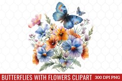 Butterflies With Flowers Clipart Product Image 1