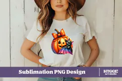 Coquette Halloween Pumpkin Bat PNG DTF Sublimation Product Image 2
