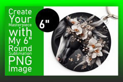 Charming Keychain Round Design PNG , Horse Product Image 1
