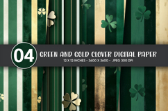 Green and Gold Clover Digital Paper Product Image 1