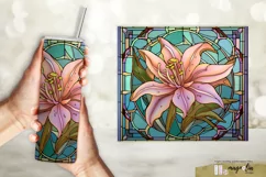 STAINED GLASS LILY flower sublimation tumbler wrap design Product Image 2
