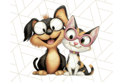 Dog and Cat Friends PNG, Cute Pet Clipart, Funny Animal Art Product Image 3