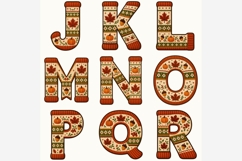 Cozy Fall Knitted Sweater Alphabet PNG Bundle, A-Z Autumn Product Image 3