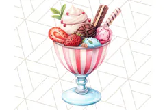 Pastel Sweet Treats Clipart, Ice Cream, Cakes, Donuts Png Product Image 3