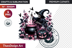 Pink &amp; Black Gothic Halloween Skeleton Clipart PNG, Skull Product Image 1
