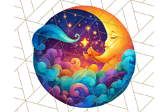 Whimsical Celestial Moon and Stars Clipart Constellation Png Product Image 3