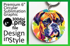 Modern Abstract Dog Round Design Keychain Product Image 1