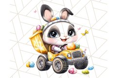 Pastel Easter Construction Clipart, Bunny Truck PNG Product Image 4
