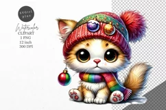 Christmas clipart, Kitten clipart, Winter clipart Product Image 1
