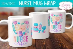 Nurse Life Mug Wrap for Sublimation | Nurse mug PNG Product Image 3