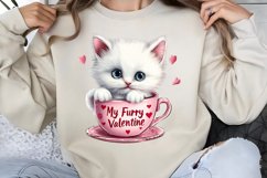 Valentines Day Kitty Cups Clipart PNG Product Image 1