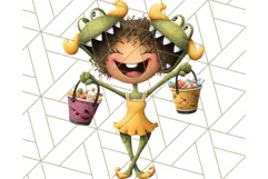 Monster Kids Clipart PNG, Cute Halloween Costume Art Product Image 3