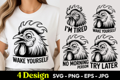 Tired Rooster Wake Yourself SVG PNG Product Image 1