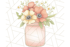 Flowers in Glass Jars PNG, Rustic Floral Watercolor Clipart Product Image 3