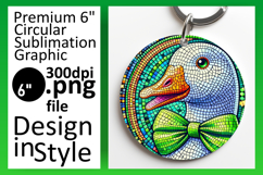 Playful Round Design Keychain PNG , Goose Product Image 1