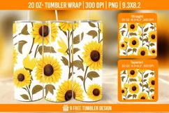 Sunflower Tumbler Wrap Designs, Sublimation Wrap Product Image 1
