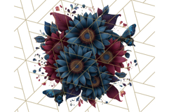 Sunflower and Butterfly PNG Clipart, Bright Jewel Tones Png Product Image 3