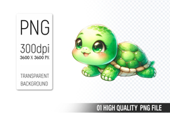 Cute Turtle Clipart PNG, Printable Animals, Wildlife Design Product Image 1