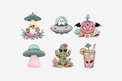 Summerween UFO Clipart Bundle | 14 PNG Files | Cute Spooky Product Image 7