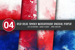 Red Blue Smoky Watercolor Digital Paper Product Image 1
