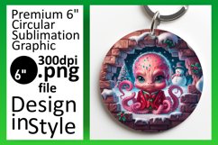 Artistic Keychain Circle Design Template , Xmas Product Image 1