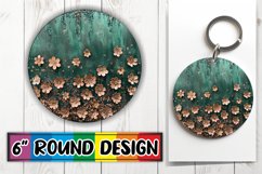 Glittery Petal Leopard Sublimation Circle: Keychain, Coaster Product Image 1