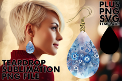 Sweet Teardrop Earrings PNG Art, Watercolor Pattern Product Image 1