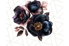 Gothic Floral PNG, Dark Aesthetic Flowers Clipart Print Product Image 3