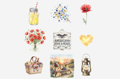 Watercolor Memorial Day Clipart Bundle | Patriotic PNG Product Image 8