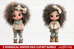 2 Whimsical Winter Kids Clipart | Cute Winter Kids PNG Product Image 1