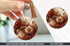 Flower Keychain Sublimation - Autumn Keychain PNG Design Product Image 1