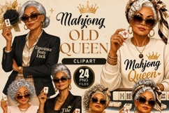 Mahjong Old Queen Clipart PNG, Senior Mahjong Lady Product Image 1