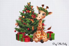 Christmas Giraffes Clipart PNG Product Image 1