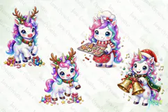 Cute Christmas Unicorn Clipart Product Image 1
