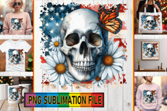 Whimsical TOTE BAG Designs PNG, Skull USA Product Image 1