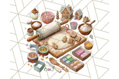 Cozy Christmas Clipart, Santa and Friends PNG Graphics Product Image 3