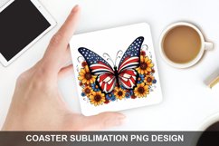 4Th Of July Butterfly- Coaster Sublimation Design Product Image 1