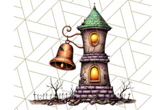 Halloween Buildings Clipart PNG, Haunted Houses Art Product Image 3