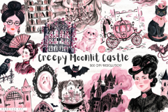 Creepy Moonlit Castle Clipart Product Image 1